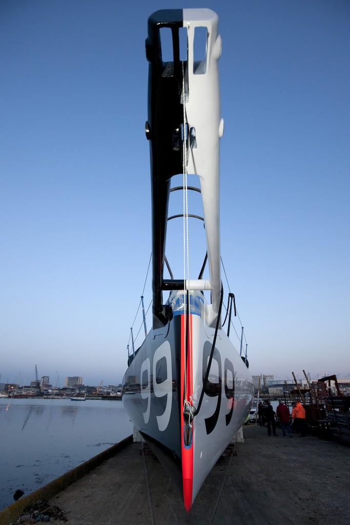23rd April 2010. Southampton, UK. Alex Thomson’s new Hugo Boss Open 60. Shown here as the yacht is launched from slipway at Green Marine, Southampton<br />
<br />
Mandatory credit: Lloyd Images © Lloyd Images http://lloydimagesgallery.photoshelter.com/